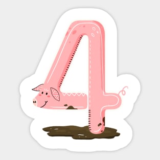 Pig four Sticker